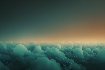 Teal Bubble Clouds under Sunset Dream Glow