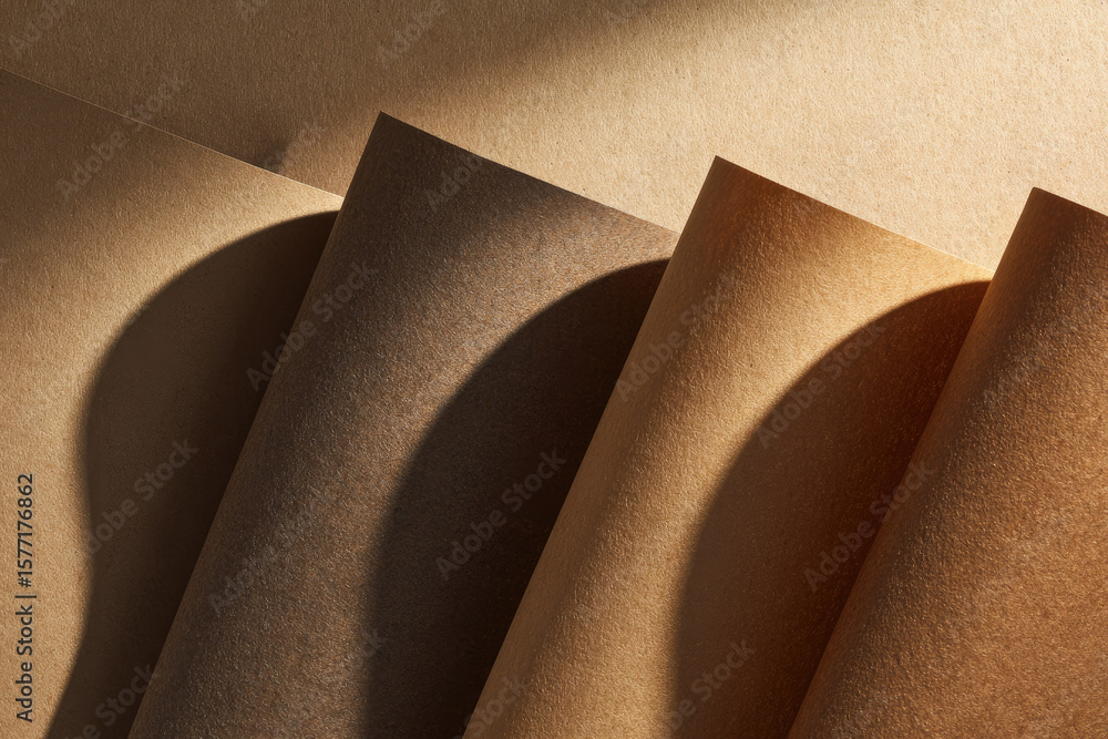 Poster folded kraft paper with milliliter light and shadow blank textured surface warm brown tones abstract