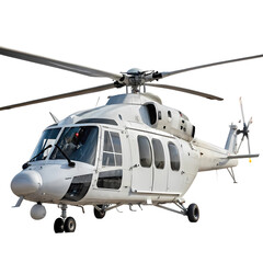 Powerful White Helicopter: Aerial Transportation & Aviation
