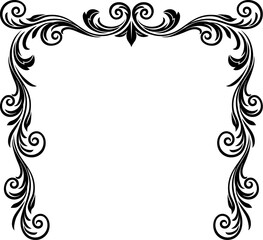 A filigree heraldic crest motif floral pattern border frame. Original design in a vintage style.