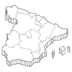 Fototapeta premium Spain map illustration hand drawn outline vector