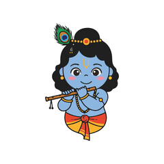 baby krishna icon, krishna Janmashtami flat Vector illustration, Indian cultural icon