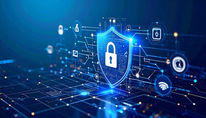 Cyber Security Shield Protects Data Digital Network  Internet Security Concept.