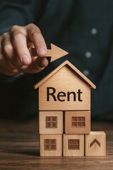 Rent House Concept with Blocks and Arrow