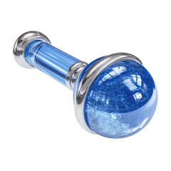 Elegant Blue Glass and Silver Orb Paperweight or