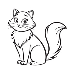 Obraz premium Fluffy cat sitting with large tail feline animal