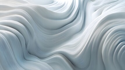Fototapeta premium Flowing abstract surface of waves in soft white and blue colors creates a calming backdrop.