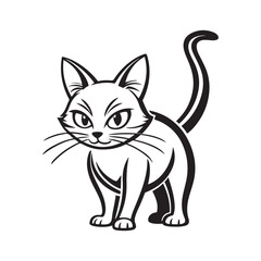 Stylized black cat standing alert feline animal