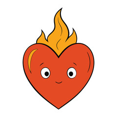 A vibrant heart-shaped flame, glowing with intense orange and red hues, symbolizing passionate love, energy, and burning emotions in a captivating fiery design.
