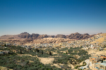 Obraz premium Panoramic view of rock formation of Petra National Park in Jordan