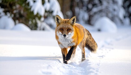 Fototapeta premium Red fox in snowy landscape
