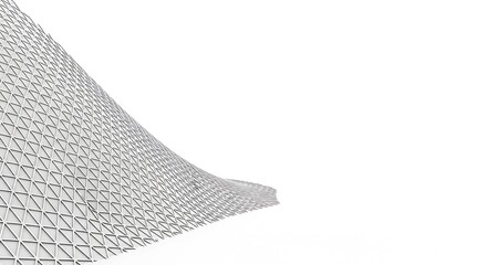 Geometric Architectural Pattern Modern Facade of Intersecting Triangles on Building Exterior Against a White Background