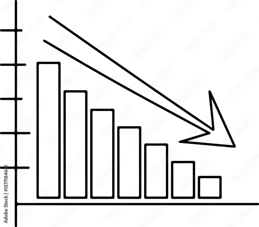 Poster simple line graph showing a downward trend with an arrow indicating decline