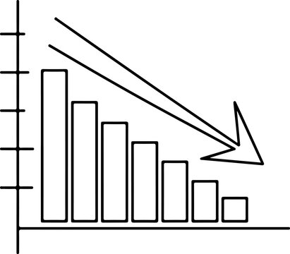 Simple line graph showing a downward trend with an arrow indicating decline