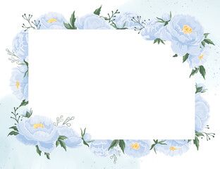Beautiful blue flowers frame for wedding or gift card Floral design decoration