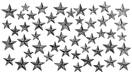 A collection of black and white stars
