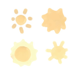 Four whimsical sun illustrations