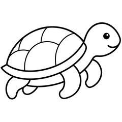 Turtle animal black line art icon on white background.