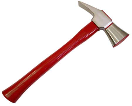 Red handled rescue axe isolated on a transparent background