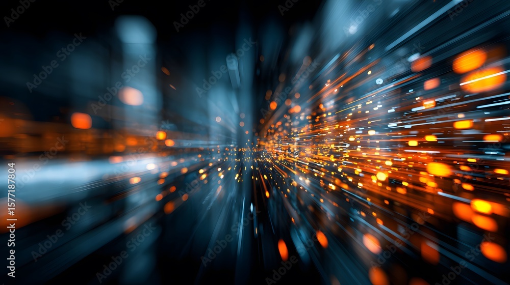 Poster dynamic light trails in a futuristic setting