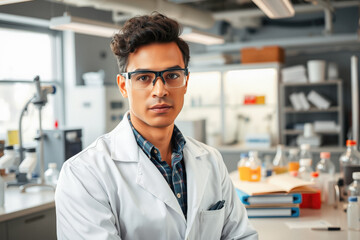 Fototapeta premium Focused Scientist in Modern Laboratory