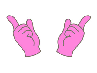 指差している手　ピンク色