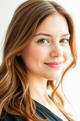 Naklejka premium Close-up Portrait of a Beautiful Woman with Healthy Hair
