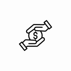 hands holding coin icon sign vector