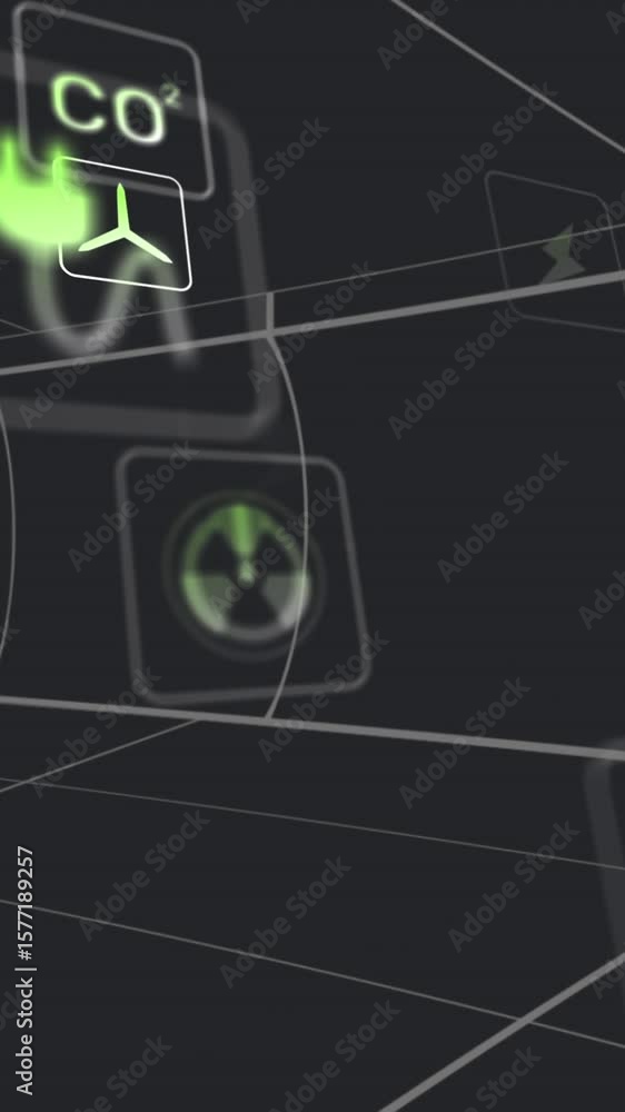 Aufkleber animation of multiple digital icons over tunnel in seamless pattern against black background