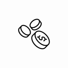 scattered dollar coins icon sign vector