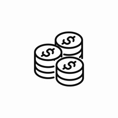 stacked dollar coins icon sign vector
