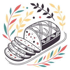 Bread loaf vector silhouette illustration isolated on white background