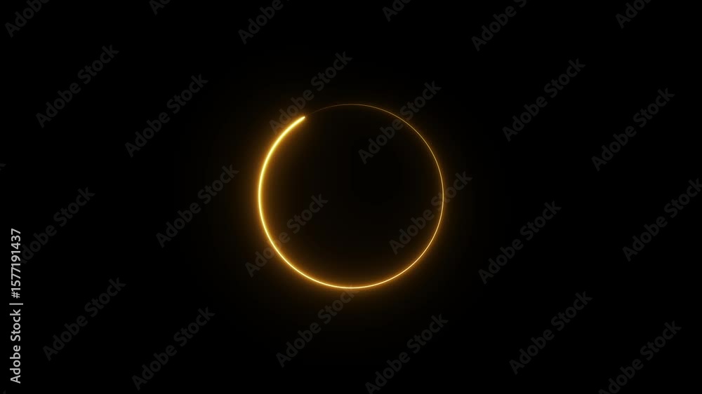 Wall mural abstract neon circle loading icon animation on black background. glowing neon circle icon and 4k ani