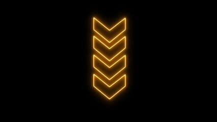 Glowing neon down direction illustration arrow icon. Neon arrow icon.