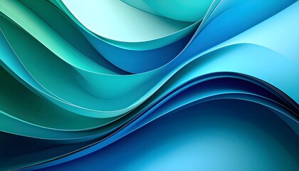3D abstract design generative ai image based on blue and green gradients with soft .