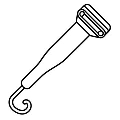 Hair curler black line art icon on white background.