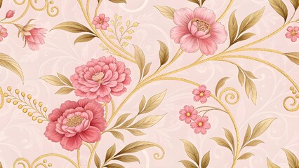 Elegant Floral and Golden Swirl Patterns on Pink and Beige Backgrounds
Luxury Botanical Designs with Shimmering Gold Accents and Jewel Tones
Intricate Gold Filigree and Floral Motifs in Red, Blue, and