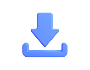 3d download icon isolated on white background. Load internet data symbol. Trendy and modern icon in 3d style for web design.