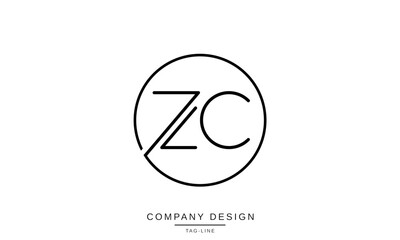 ZC, CZ, Z, C Abstract Letters Logo Monogram Design Font Icon Vector
