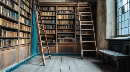 Obraz premium Old library room with books