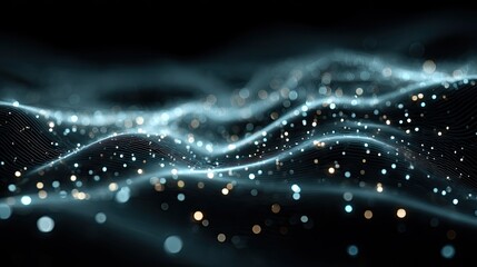 Electric techno background with glowing digital streams, futuristic technology mesh concept for innovation, AI, and design ads