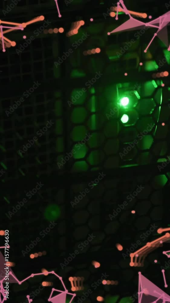 Poster animation of connections and data processing over computer servers