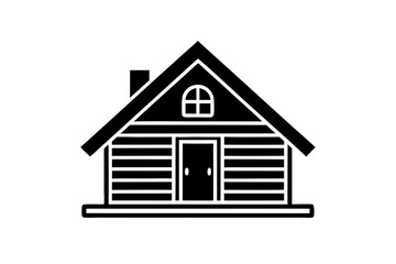 Cabin vector silhouette illustration isolated on white background