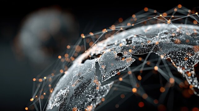 Earth blockchain global network connections, digital crypto technology concept for fintech, security, and tech innovation ads