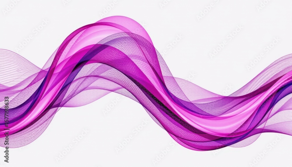 Poster abstract flowing purple lines wave design with smooth curves and transparency on white background id