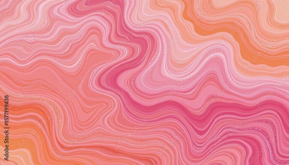 Poster abstract fluid wave pattern with smooth flowing lines in pink peach shades creating a mesmerizing te