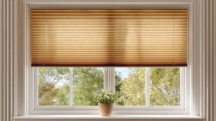XL beige pleated blinds modern window treatment isolated on white, interior home decor product concept for design and ads