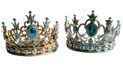 crown classic king and queen emblems isolated on white background, png, ai generated.