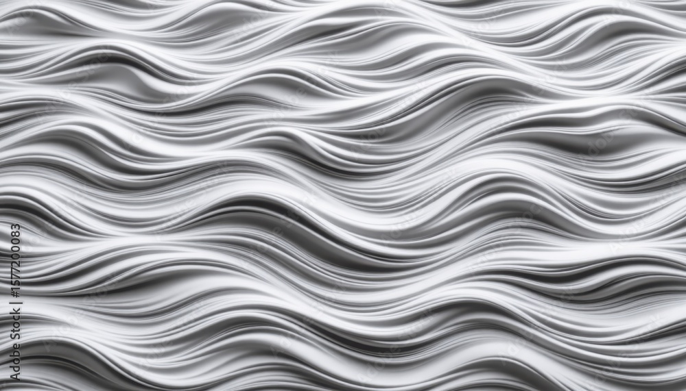Poster abstract gray and white flowing waves pattern with smooth layered textures and undulating lines crea