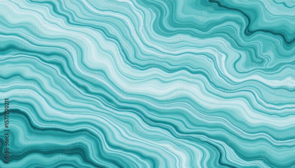 Poster abstract marbled texture background with flowing wavy lines in shades of blue and teal for artistic 